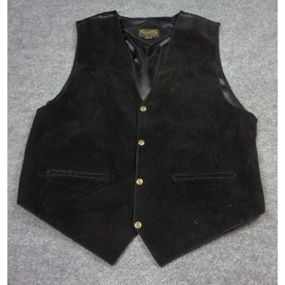 Scully Leather Vest Mens Suit Waistcoat 2XL XXL Black Suede Western Cowboy 100%